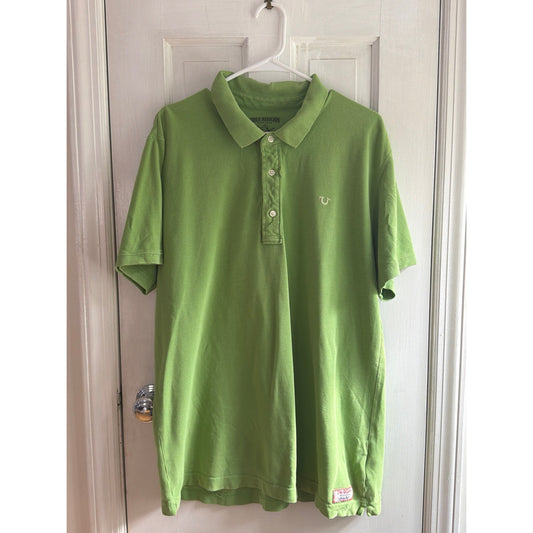 True Religion Men's Short Sleeve Polo Shirt - Lime Green, Size XXL
