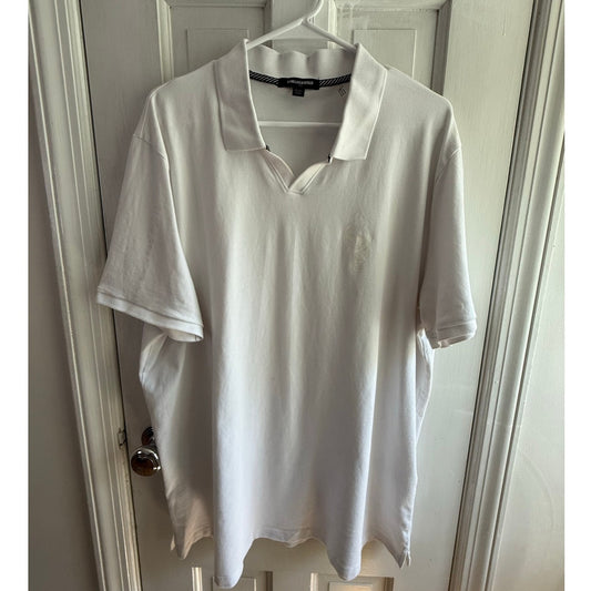 Karl Lagerfeld Paris Men’s Size XXL White Liquid Cotton Polo Shirt EUC