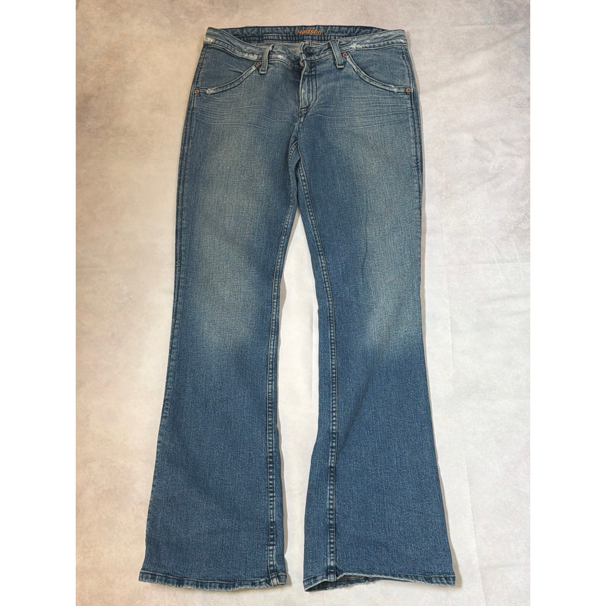 Hudson Jeans Made in USA Distressed Mid Rise Bootcut Flare Jeans Blue Size 31