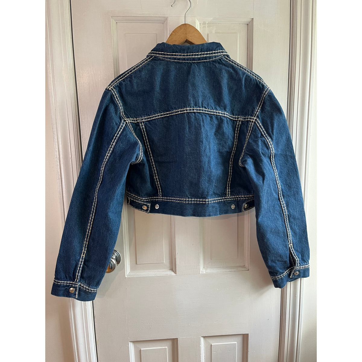 NWT RE/DONE Chunky Stitch Indigo Cropped Trucker Jacket S ✨ Street Holy Grail ✨