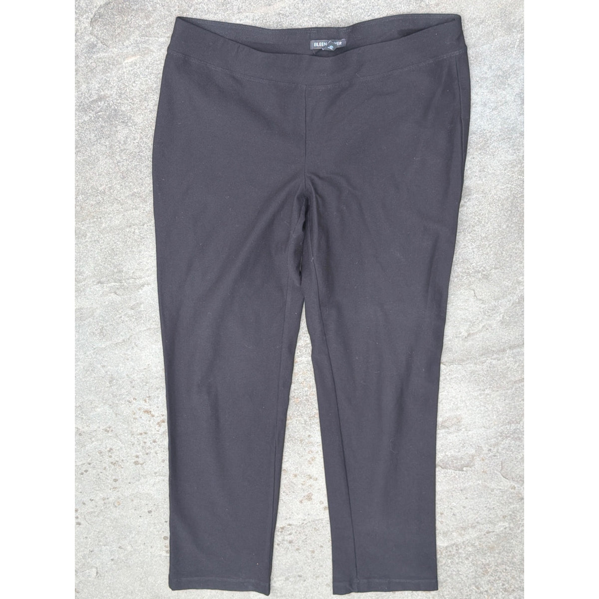 Eileen Fisher System Viscose Stretch Ankle Pants Black Pull On Slim Trousers S
