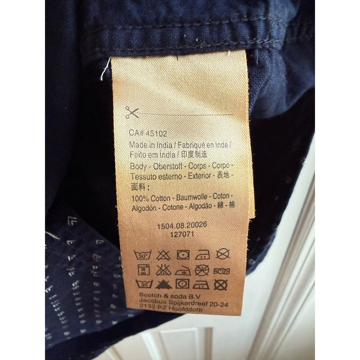 Scotch & Soda Mens Button Down Shirt Navy Blue Mountain Pattern Medium