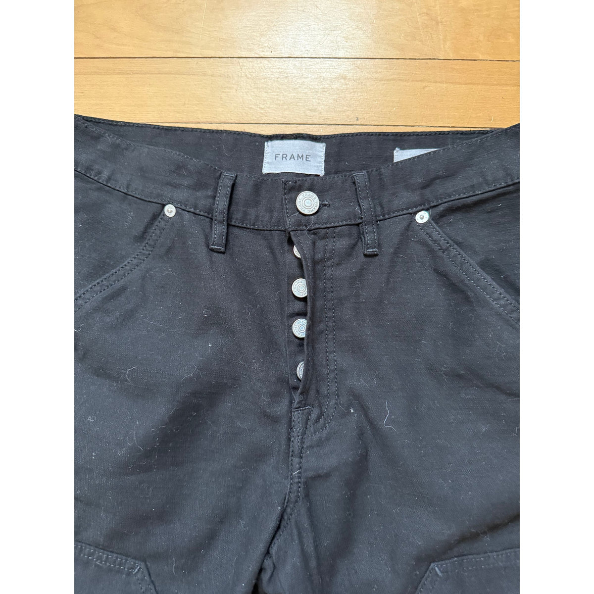 Frame Le Slouch Double Knee Utility Jeans Washed Noir Black Size 27 EUC
