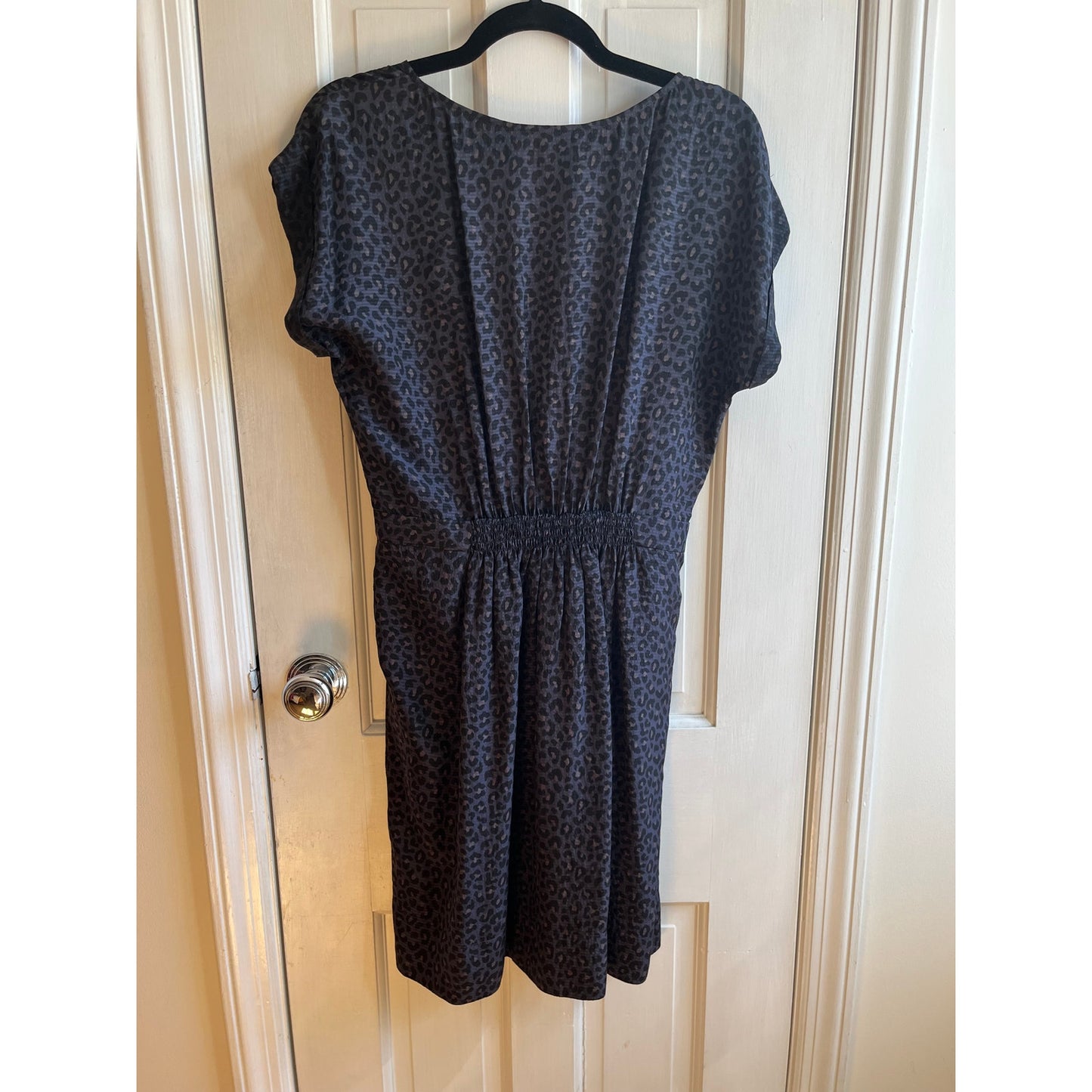 Rebecca Taylor Silk Leopard Print Mini Dress - Blue & Black Animal Print - Sz 2