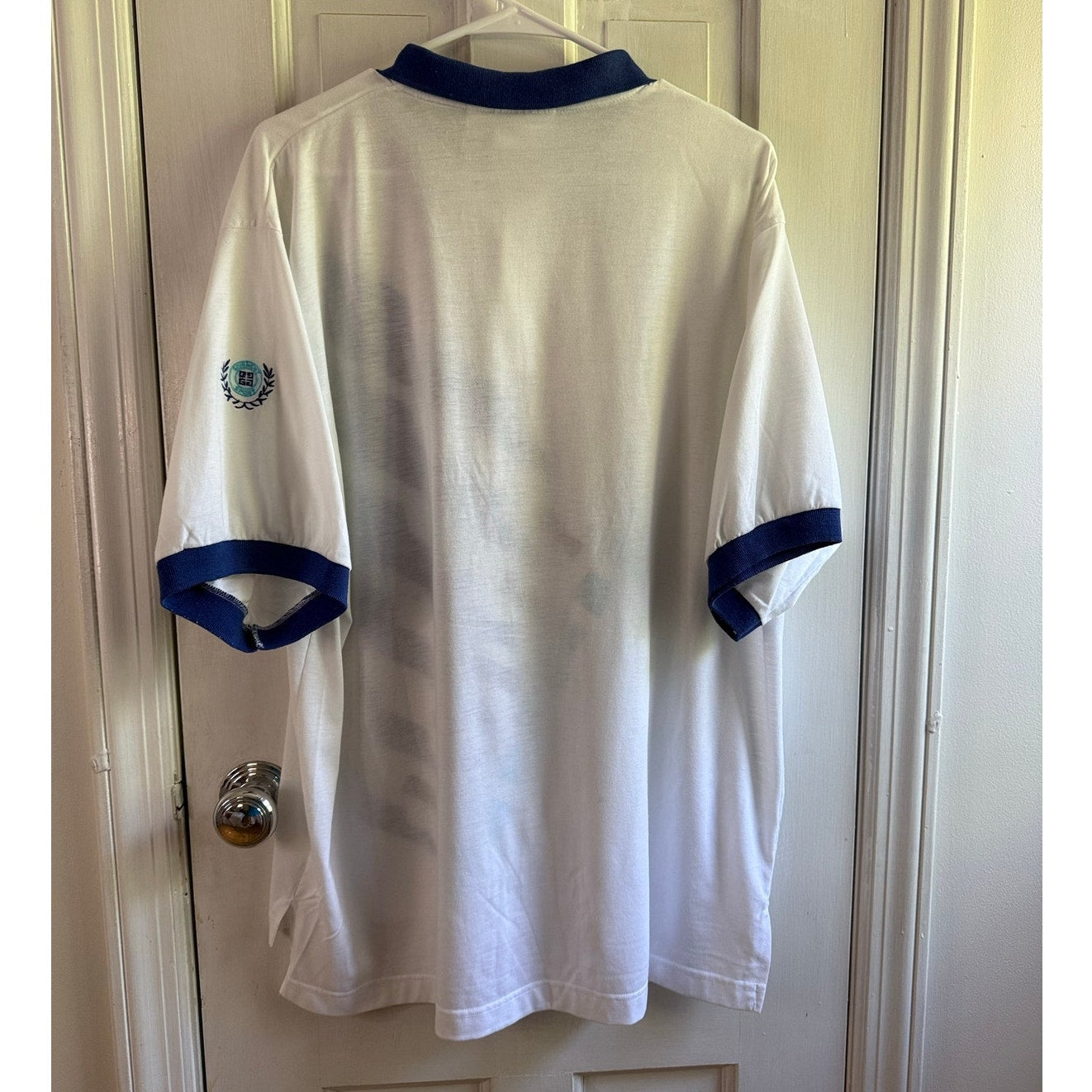 Vintage 80s Givenchy Sport Polo Shirt Embroidered Crest White Mens Large EUC