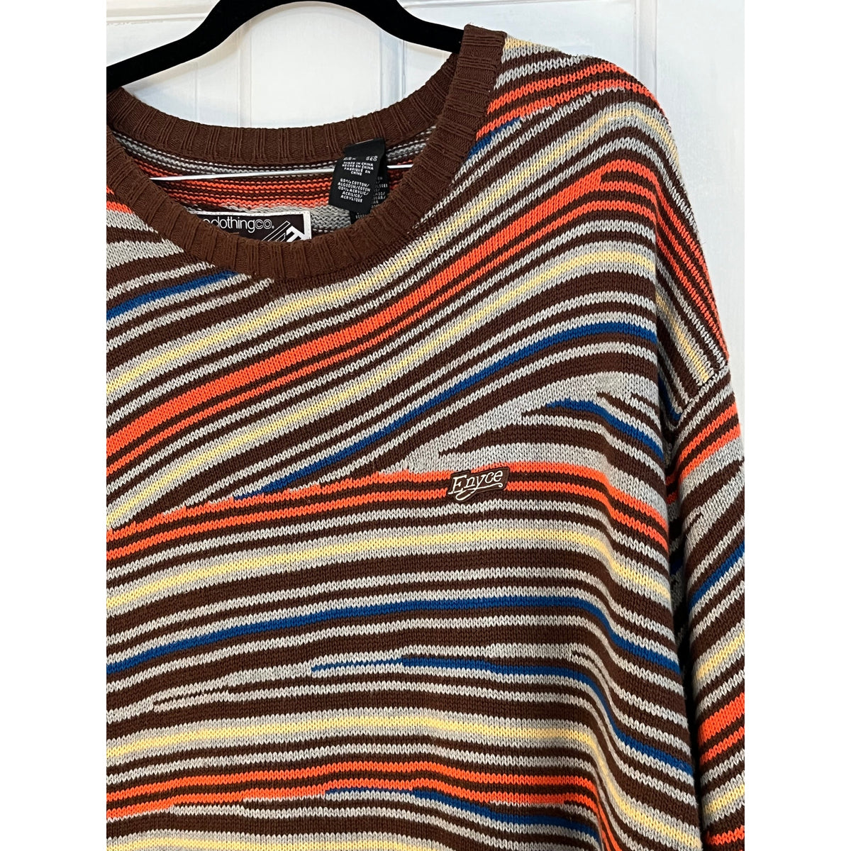 🔥 RARE Vintage Enyce Knit Sweater Striped Y2K 90s Streetwear Hip Hop Retro 3XL