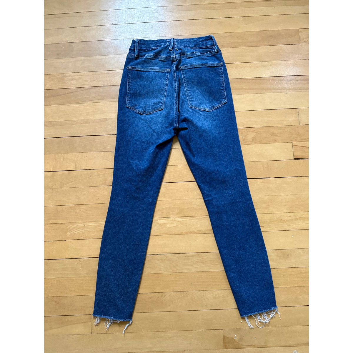 Good American Good Waist Skinny Jeans Blue 4 / 27 Raw Fray Hem High Rise