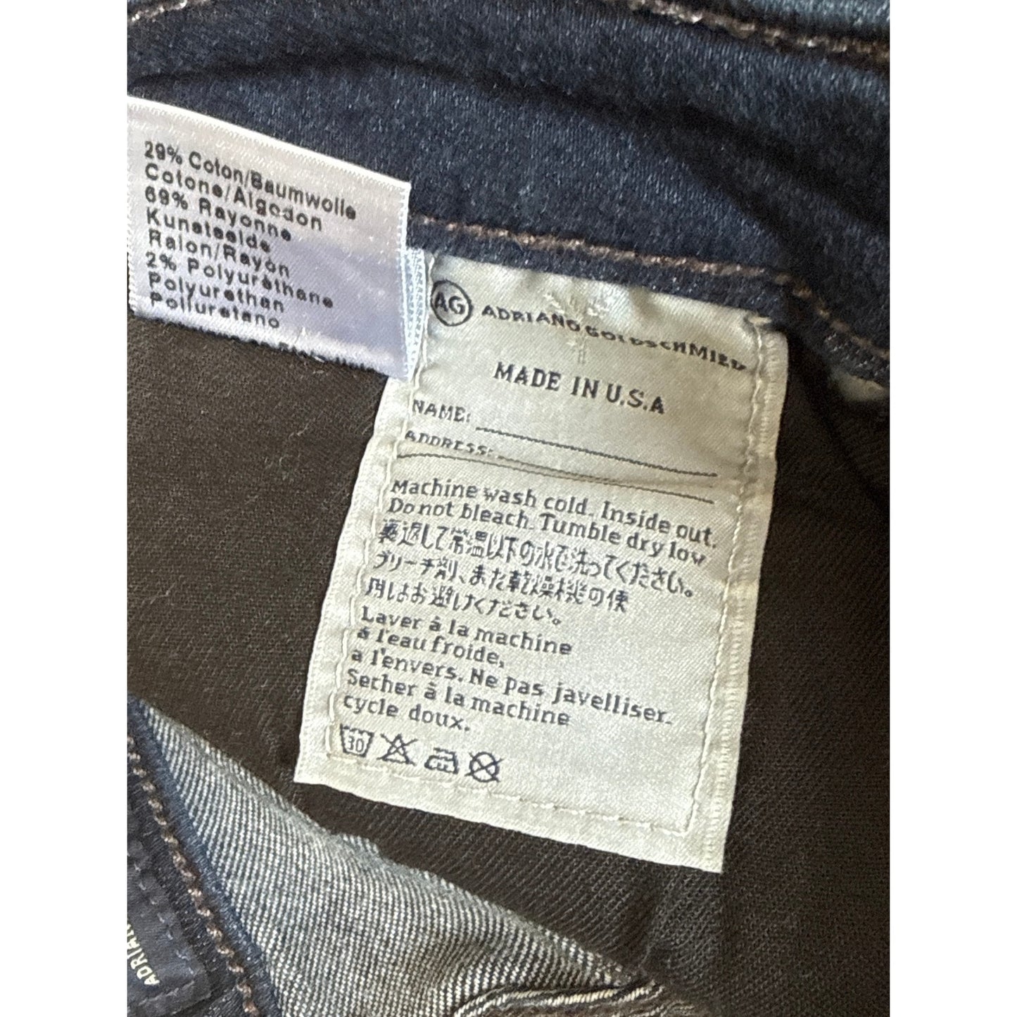 Adriano Goldschmied  AG "The Prima" Size 24 Dark Wash Mid Rise Skinny Jean