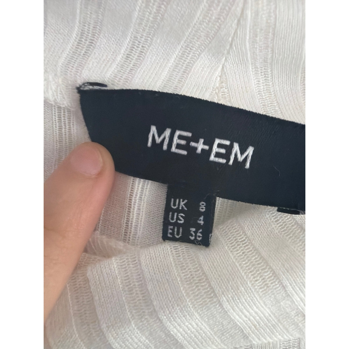 ME+EM Sheer Ribbed Mock Neck Long Sleeve Top - Size US 4 / UK 8