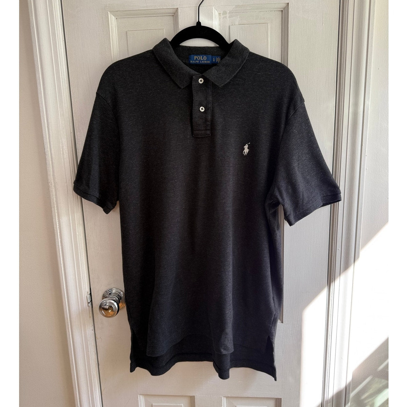 Polo Ralph Lauren Black/Grey Polo Shirt White Pony Large