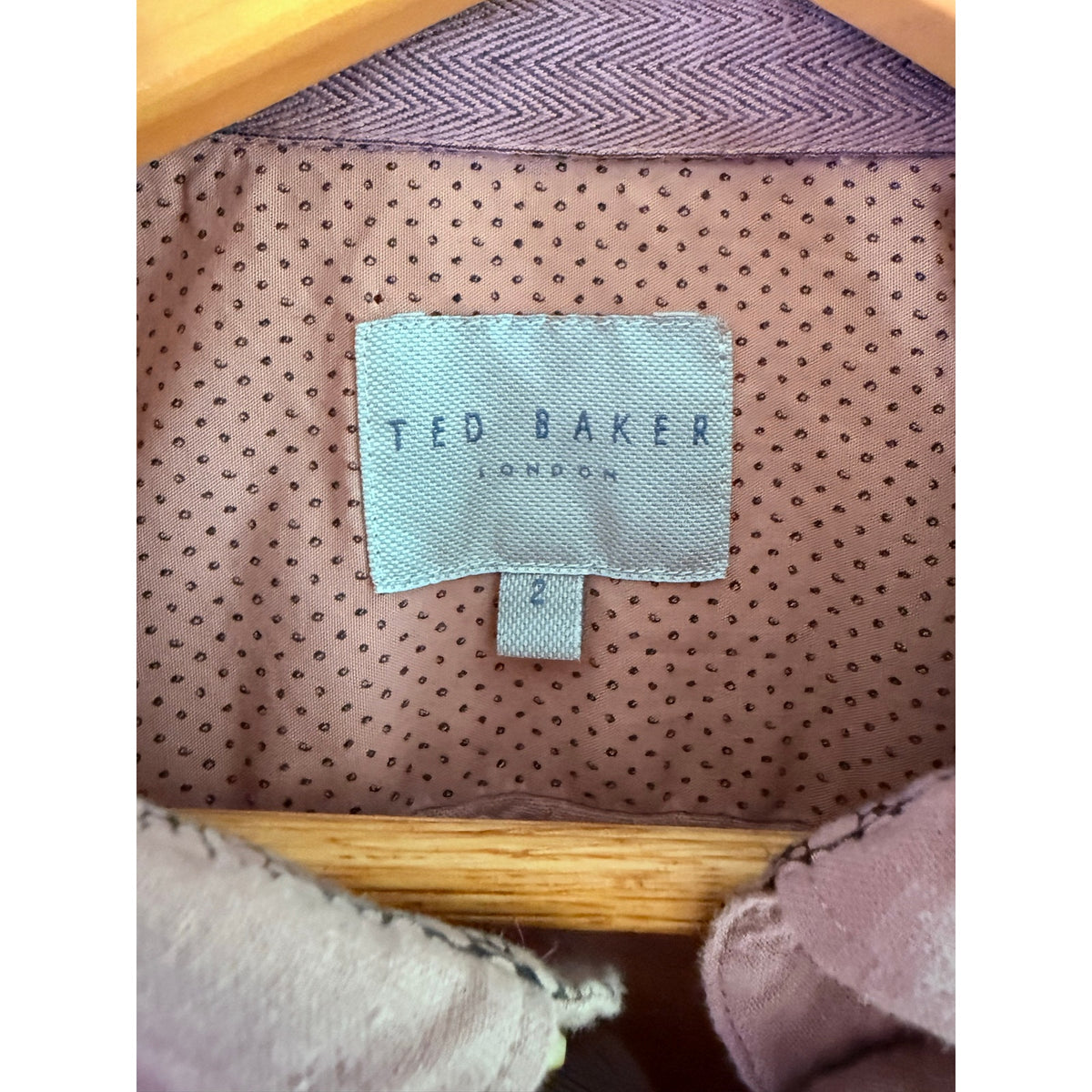 Ted Baker Mens 2 S Pink Linen Button Down Shirt Long Sleeve Pocket Casual Preppy