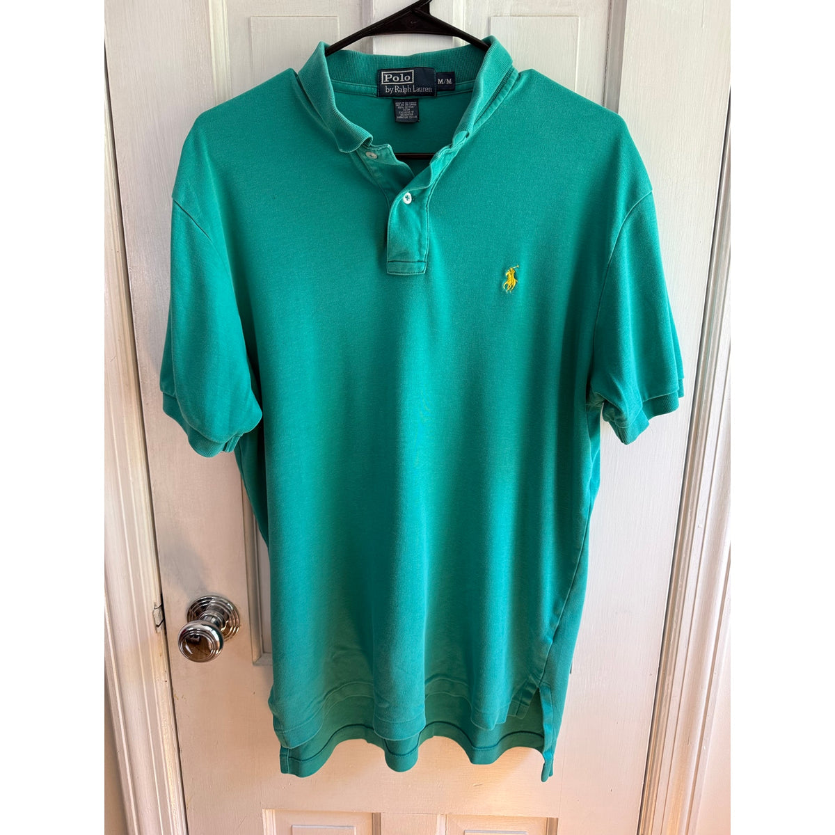 Rare Vintage Polo Ralph Lauren Aqua Mint Green Polo Gold Pony Medium