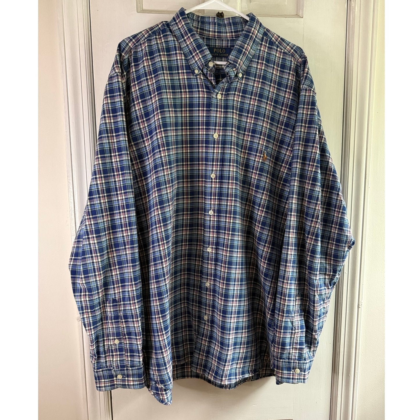 Polo Ralph Lauren Men’s Big & Tall 2XL Red White Blue Plaid Shirt