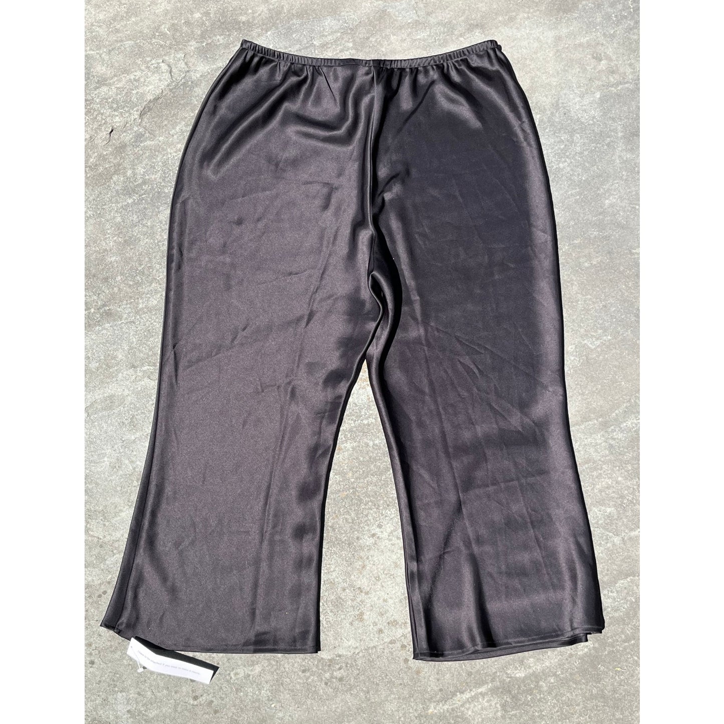 Reformation Gale Satin Mid Rise Pant L Black Bias Cut Wide Leg Pull On NWT 🖤