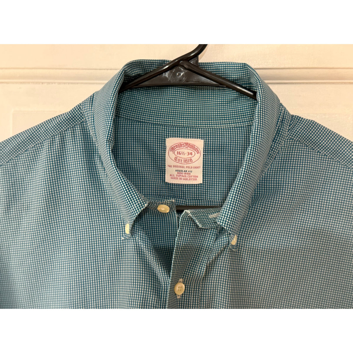 Brooks Brothers Blue Patterned Button-Up Shirt 16 1/2 - 34