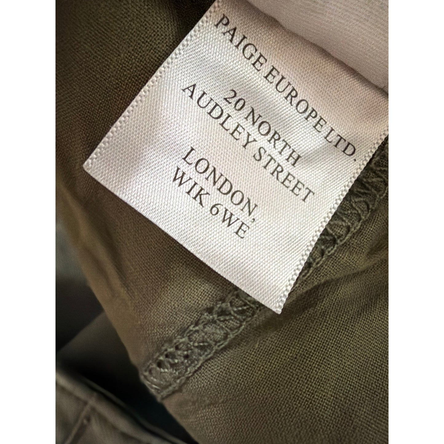 Paige 31 High Rise Military Green Straight Leg Jeans