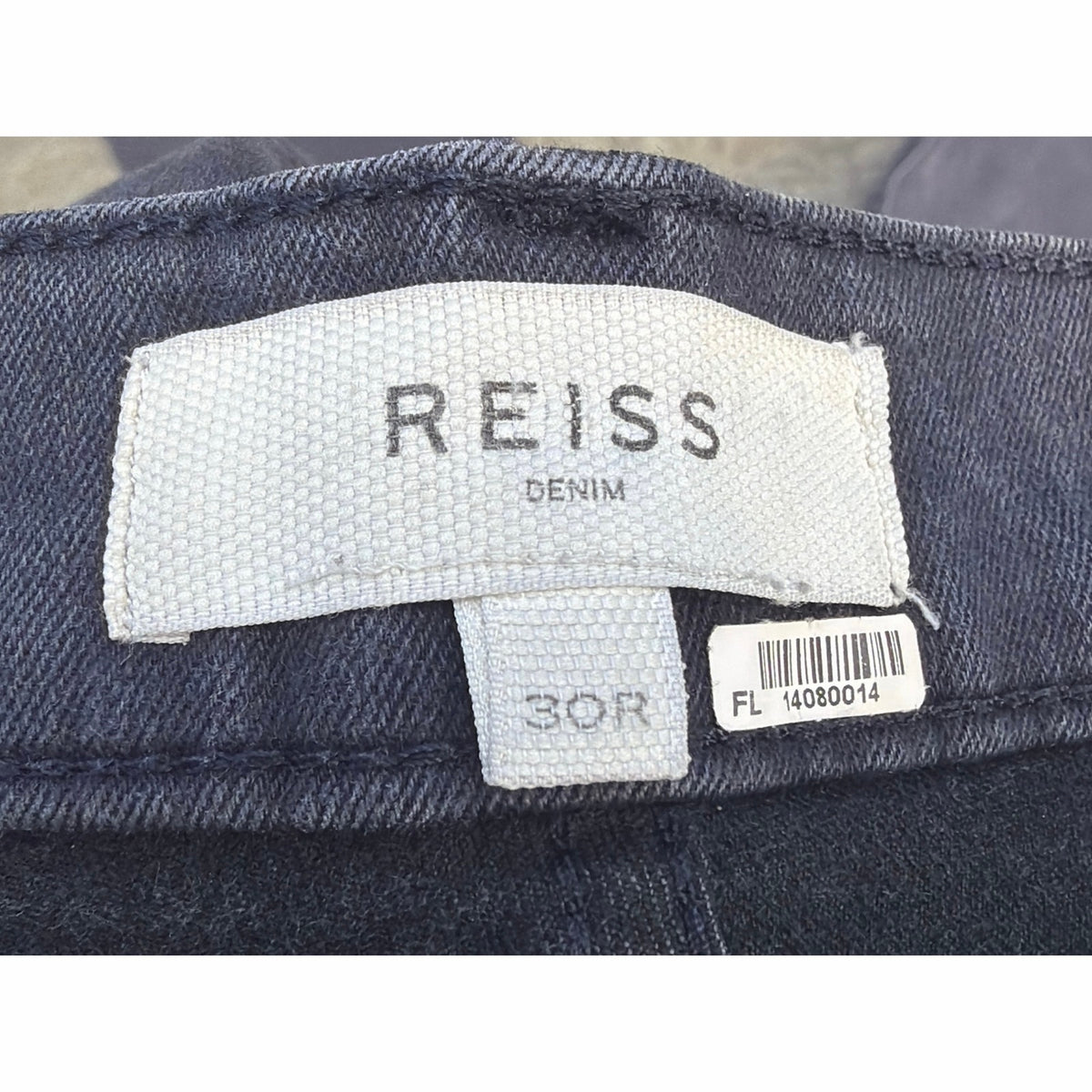 Reiss Mens Charcoal Grey Slim Fit Stretch Denim Jeans 30R Faded Black Clean