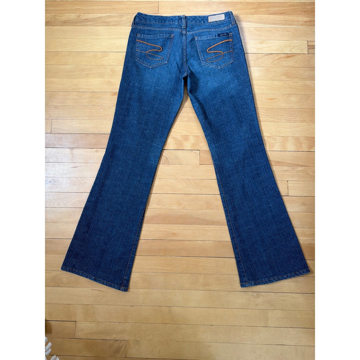 Seven Size 28 Dark Wash Orange Thread Low Rise Flare Jeans