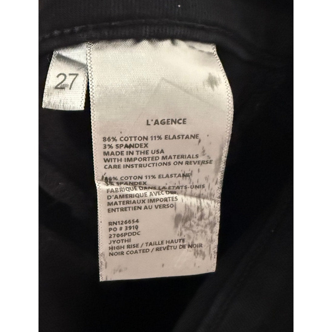L'AGENCE Jyothi High Rise Split Ankle Coated Jeans - 27 - EUC