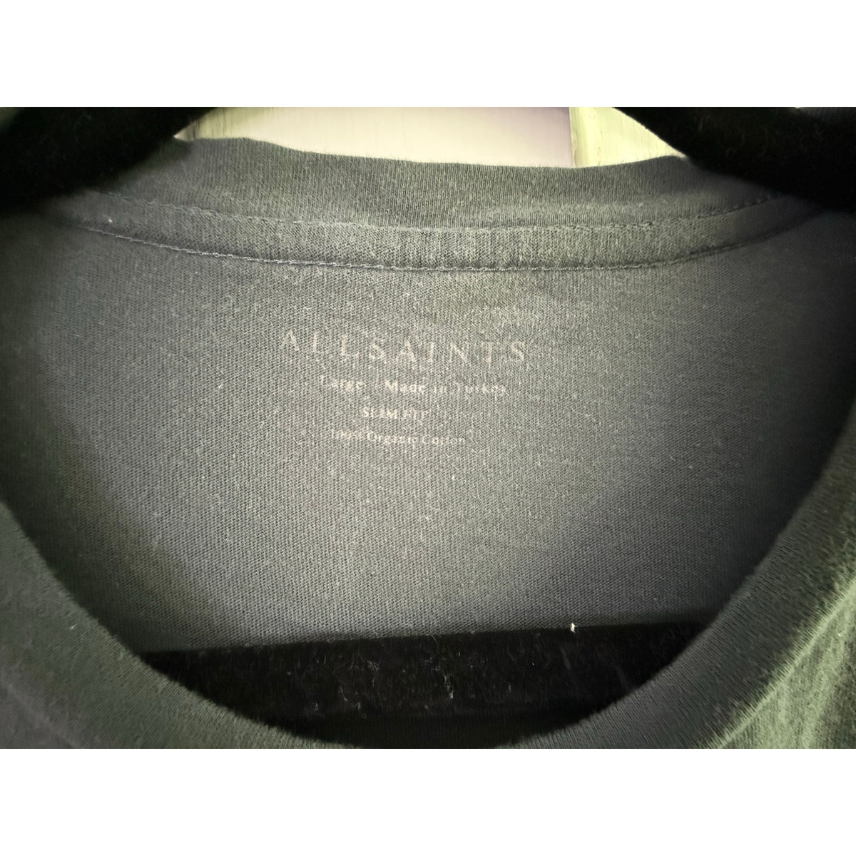 AllSaints Mens Grey Logo T Shirt Large Crew Neck Short Sleeve Top EUC