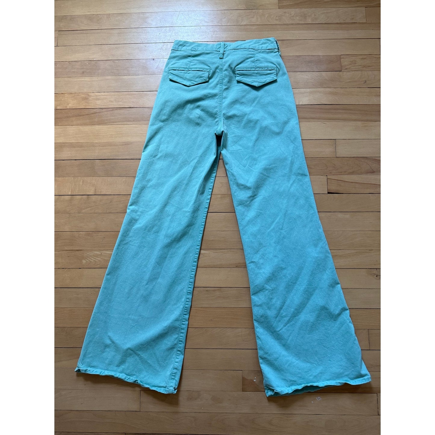MOTHER The Roller Prep Pants Size 26 | Killing Time Turquoise Mint Green EUC Wide Leg