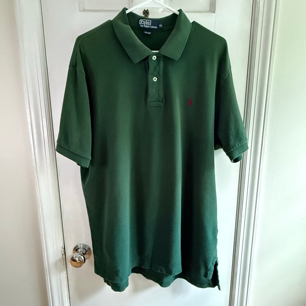 Vintage Polo Ralph Lauren Green Polo Shirt Men's Red Pony