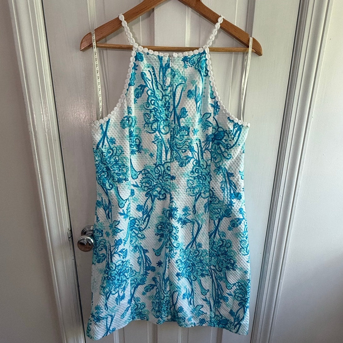 Lilly Pulitzer Blue & White Cotton Shift Dress - Size 12 (EUC)