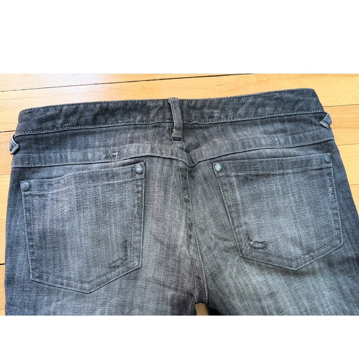 Y2K Free People Jeans Size 28 Gray Wash Straight Leg Distressed Denim