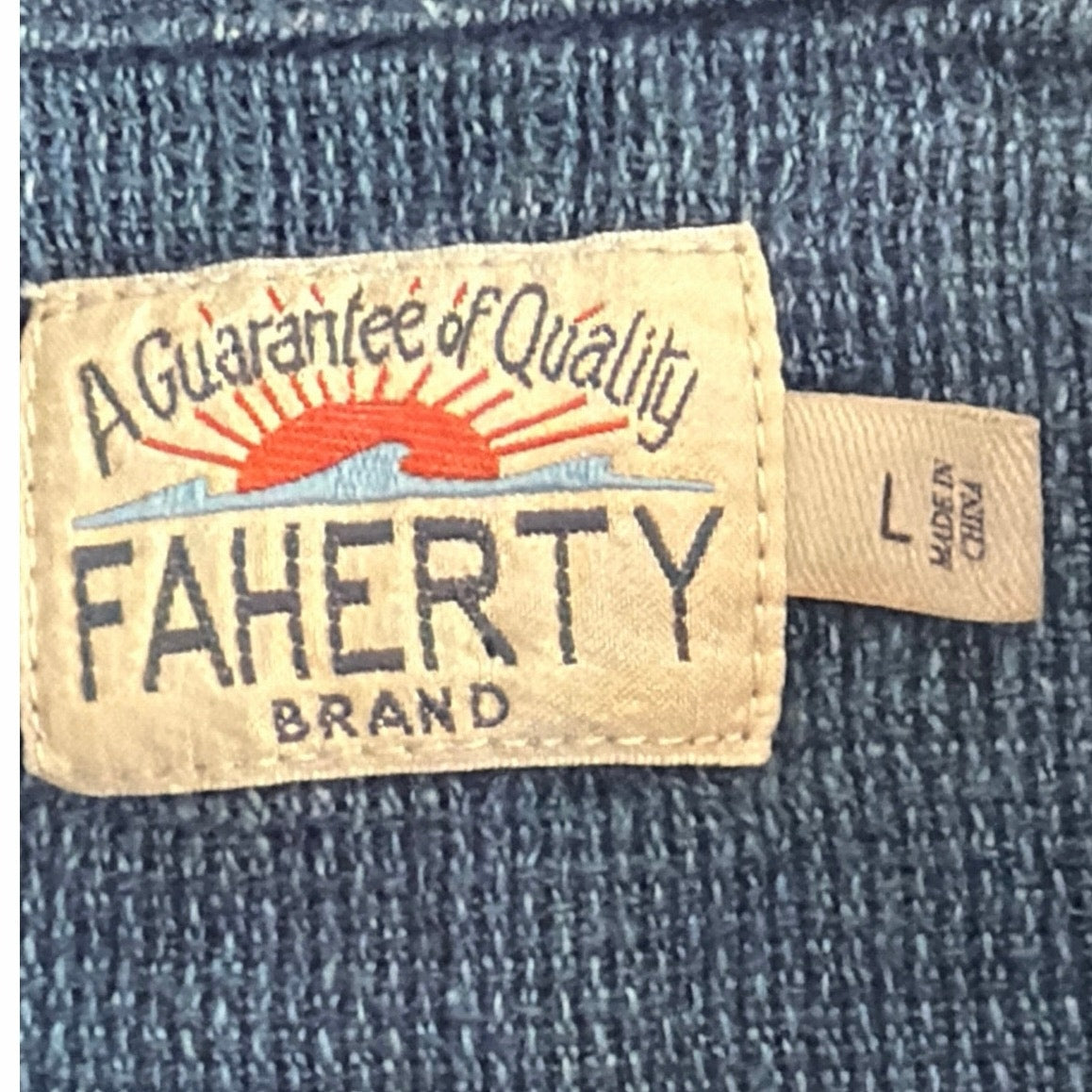 Faherty Mens Large Short Sleeve Organic Button Down Shirt Blue