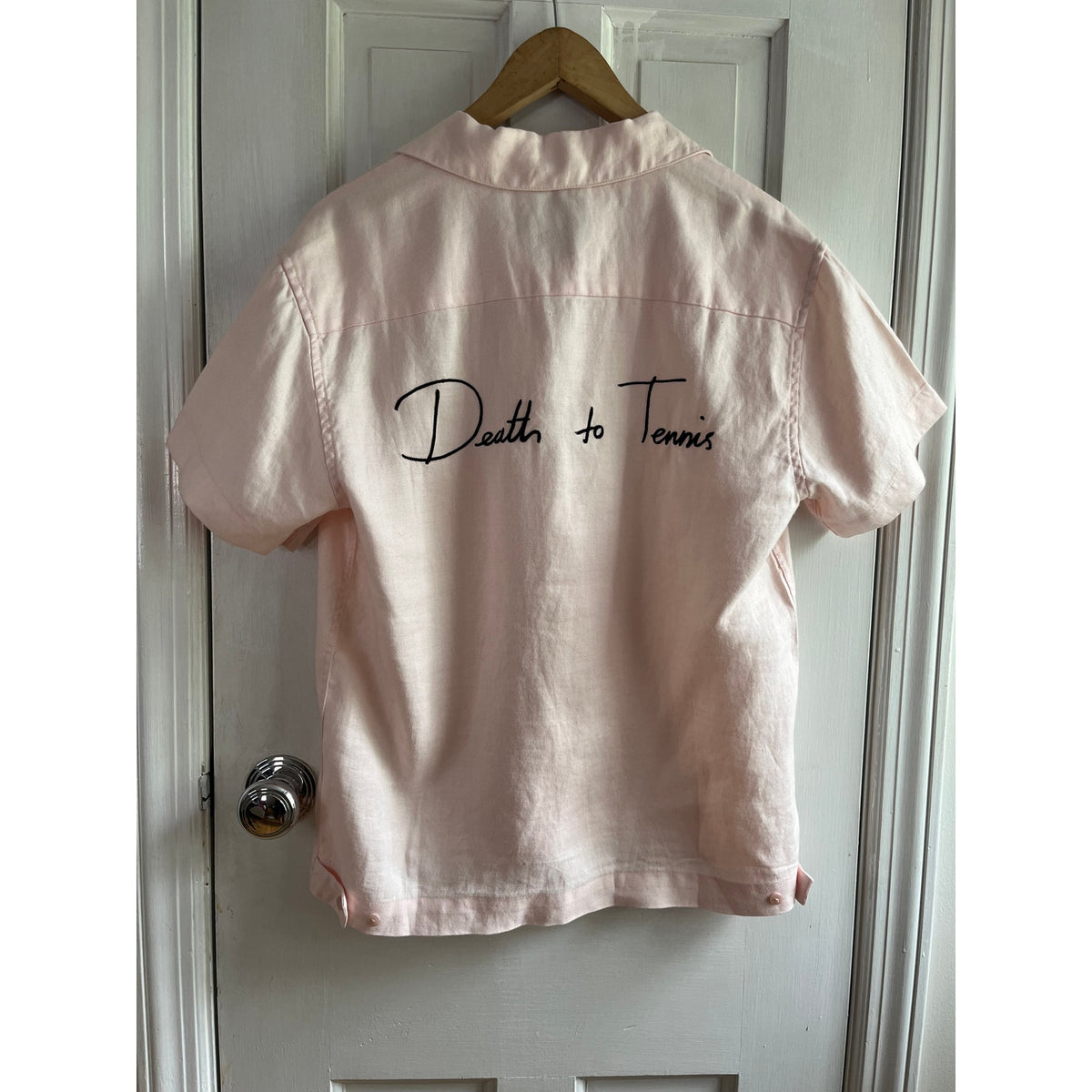 Rare DEATH TO TENNIS 100% Linen Embroidered Shirt XS (Boxy Fit) - 🎾🚫