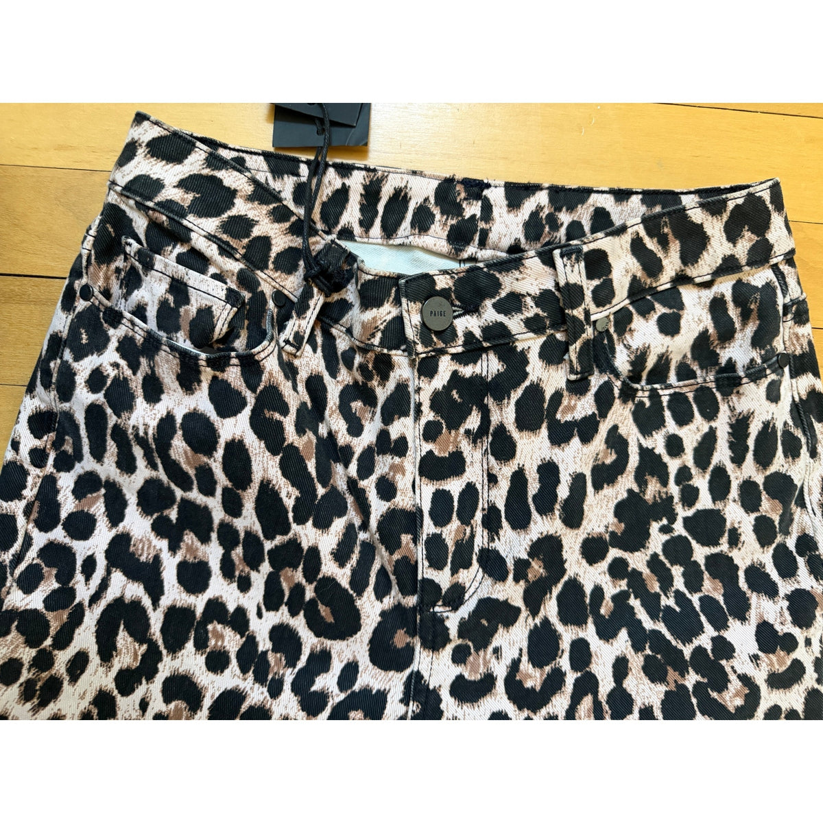 Paige Hoxton Ankle High Rise Pink Leopard Print Jeans Size 29 Raw Hem | NWT