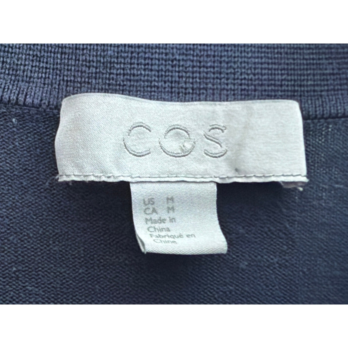 COS Fine Knit Short Sleeve Polo Shirt Dark Navy Blue Medium