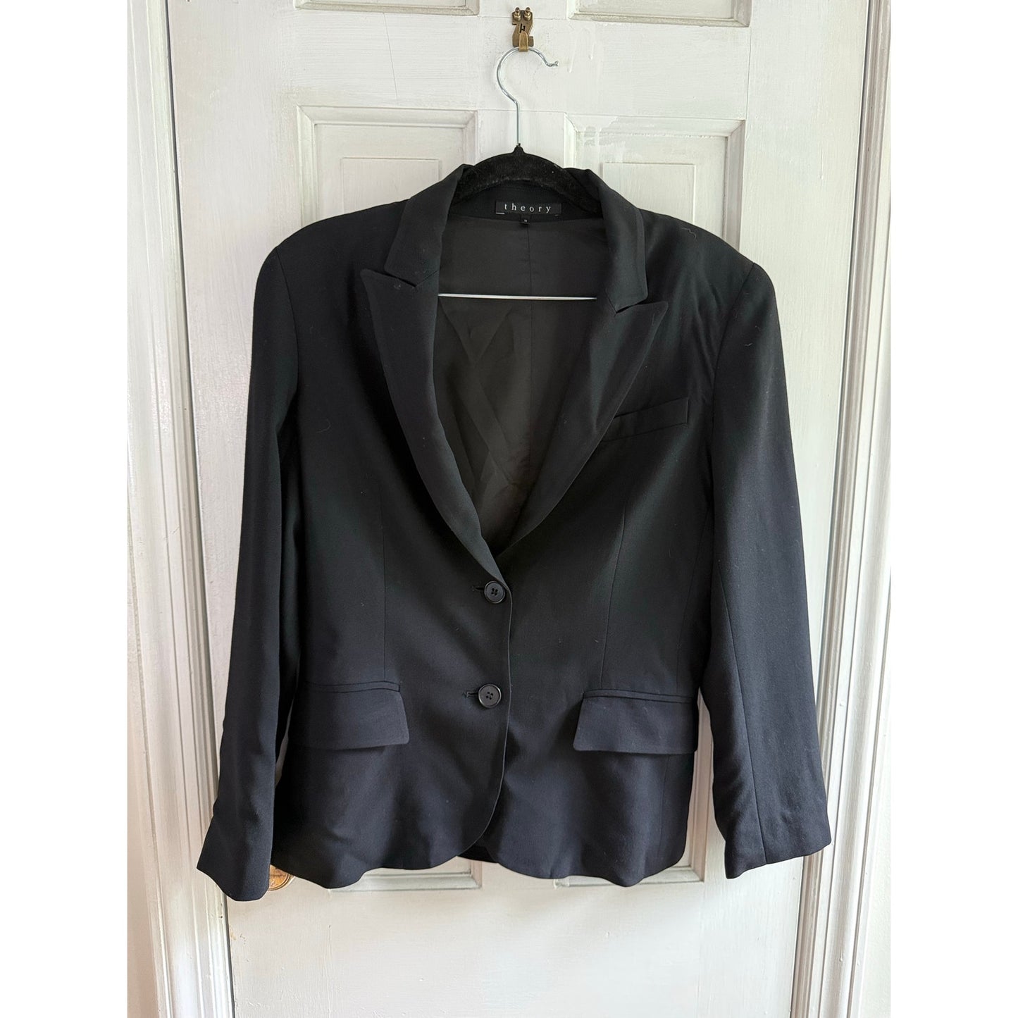 Theory Black Wool Blend Blazer Size 8