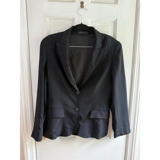 Theory Black Wool Blend Blazer Size 8