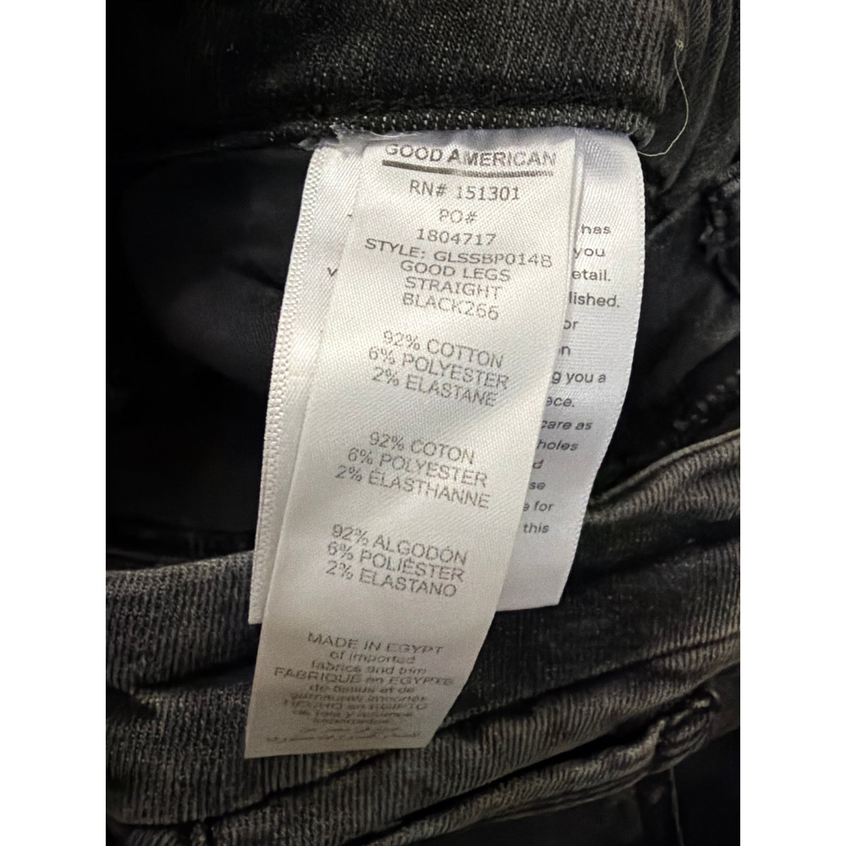 Good American "Good Legs" Mid Rise Straight Jeans Black Size 8/29 EUC