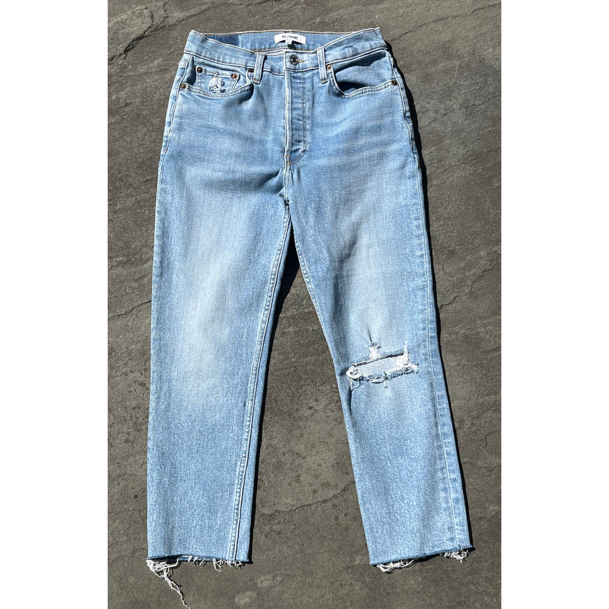RE/DONE 90s High Rise Ankle Crop 28 Slim Straight Light Wash Denim Revolve 👖✨