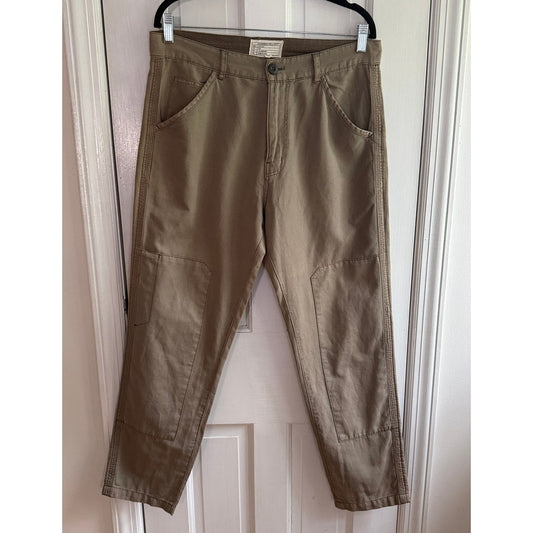Current/Elliott The Infantry Cargo Pants Sage Olive Green Size 31 Cotton Linen EUC