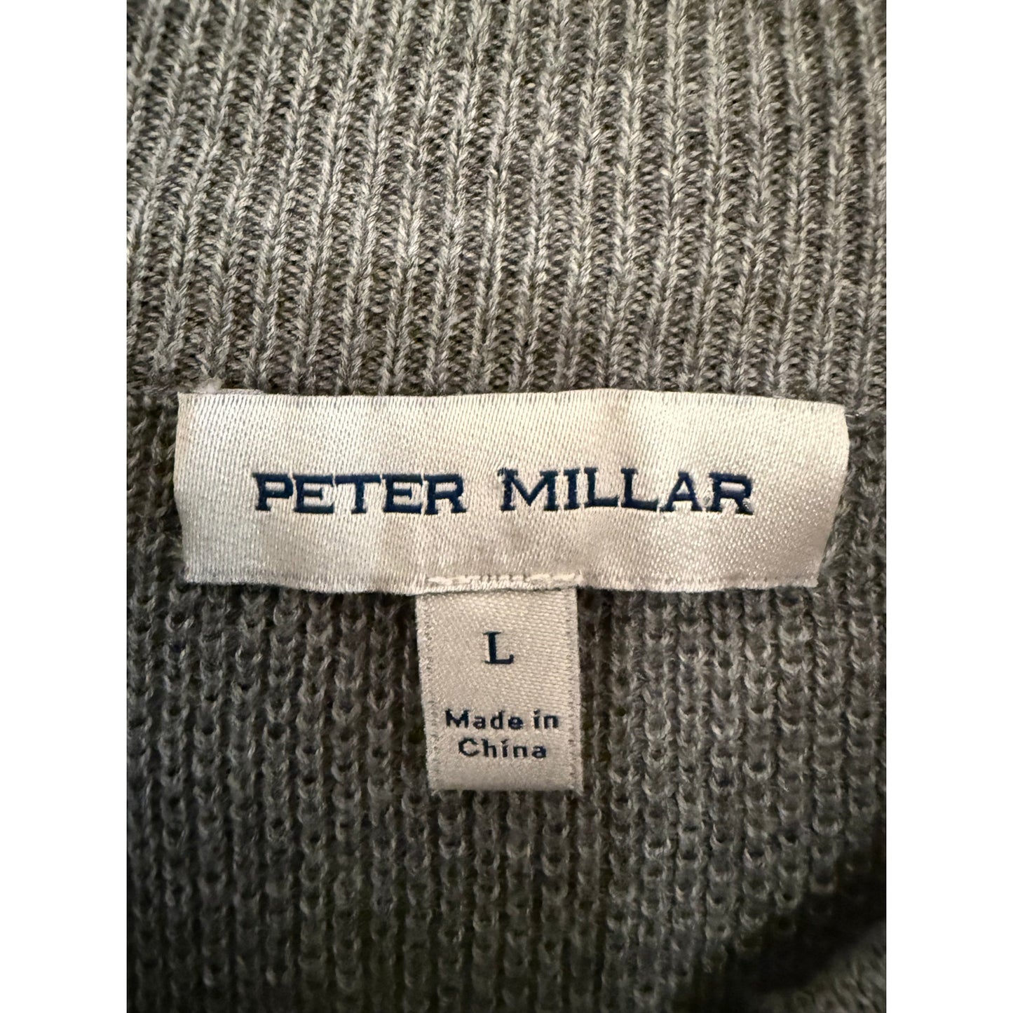 Peter Millar Gray Qtr Zip Pull-Over Size Large