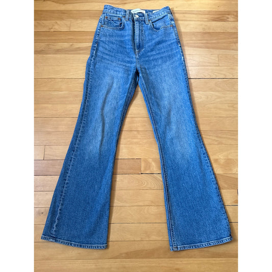 Denim Forum Aritzia Skinny Flare Jeans Size 25 Medium Wash High Rise