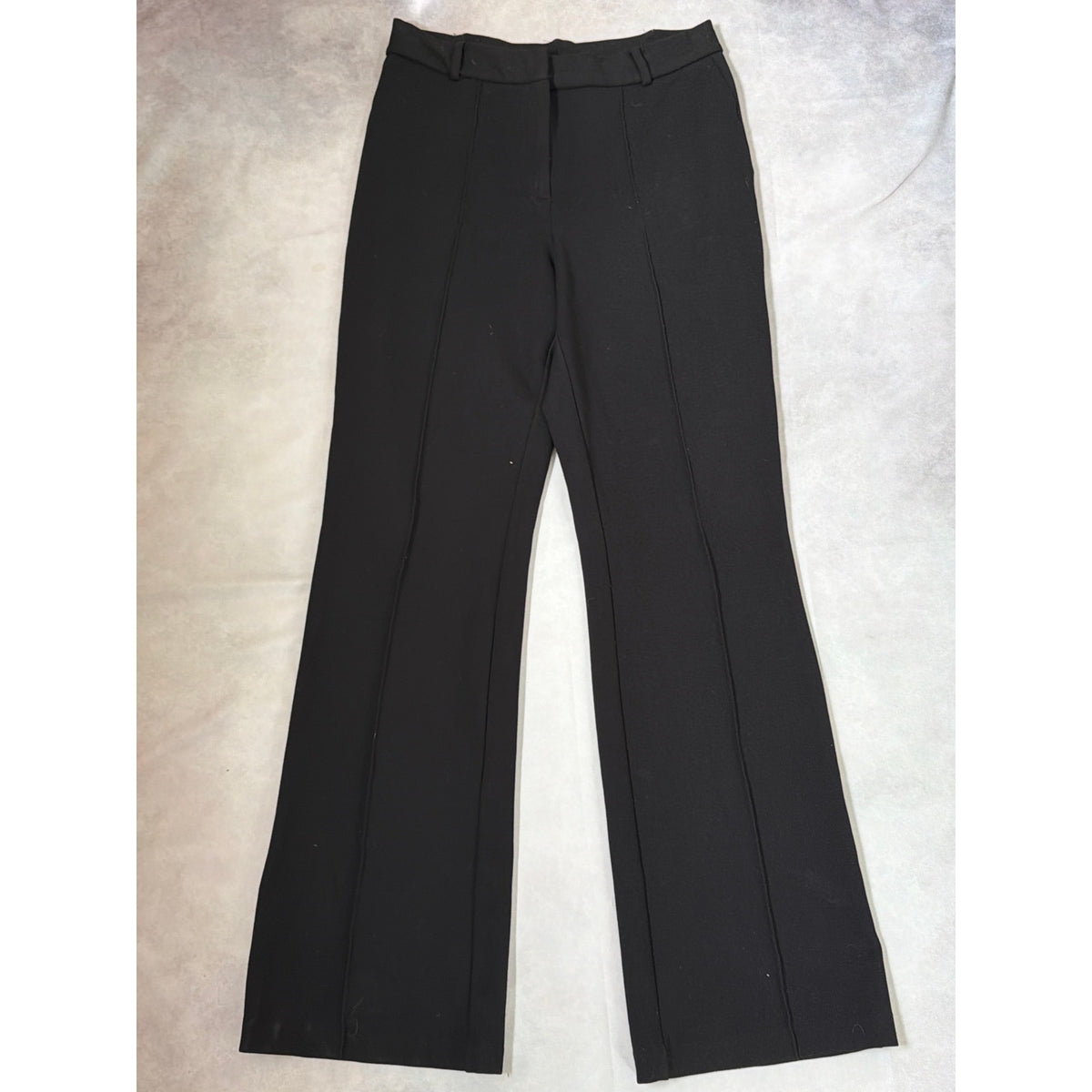 Jason Wu Black Ponte Wide Leg Trousers Size 10 Stretch High Rise Career Pants