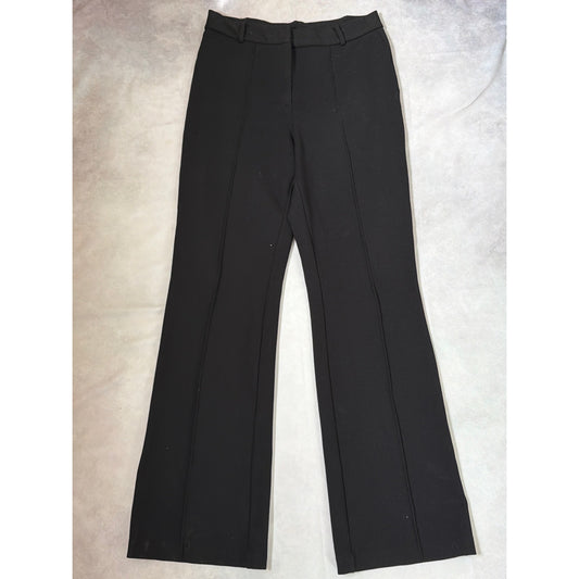 Jason Wu Black Ponte Wide Leg Trousers Size 10 Stretch High Rise Career Pants