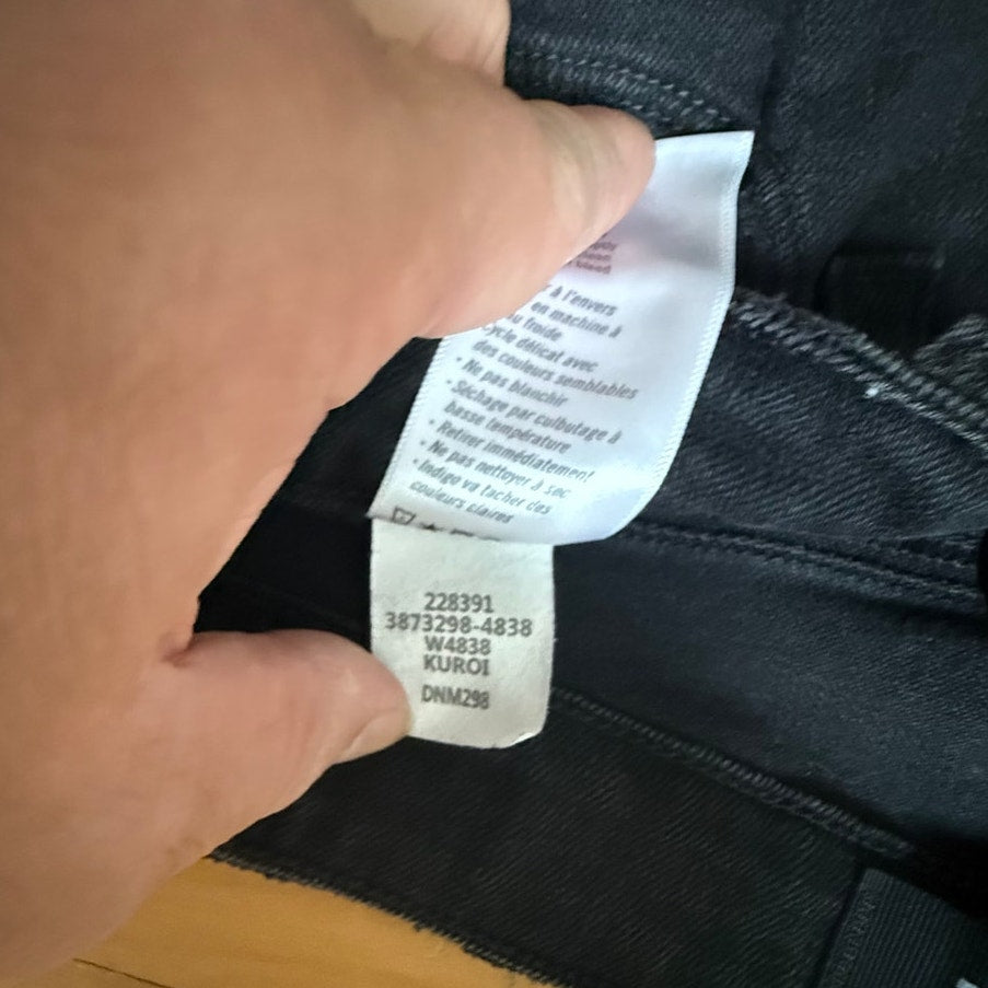 PAIGE Kuroi Colette Crop Flare Tuxedo Stripe Jeans Black Size 26