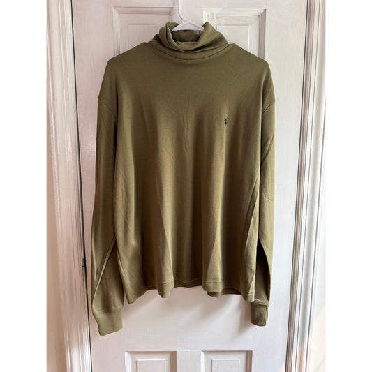 NWT Vintage Ralph Lauren Sport Olive Green Turtleneck Size XL 100% Cotton