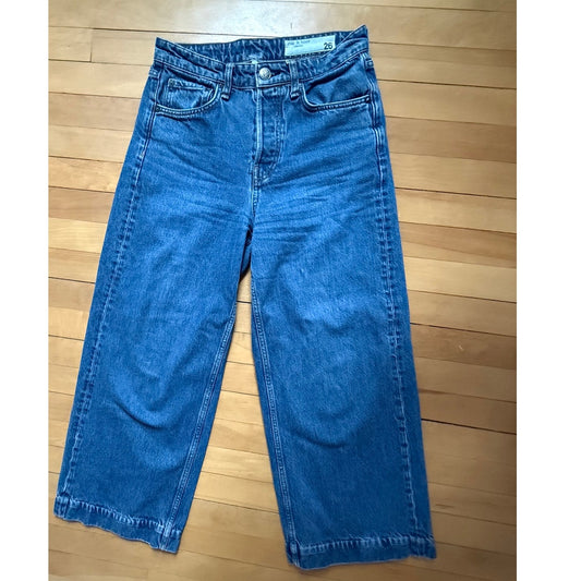Rag & Bone High-Rise Wide-Leg Jeans Blue - Size 26 EUC