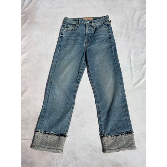 7 For All Mankind Luxe Vintage Jeans Size 23 Cropped Flip Cuff Straight