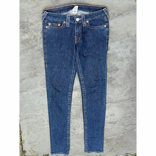 Vintage True Religion Skinny Jeans Flap Pocket Made in USA Blue 27