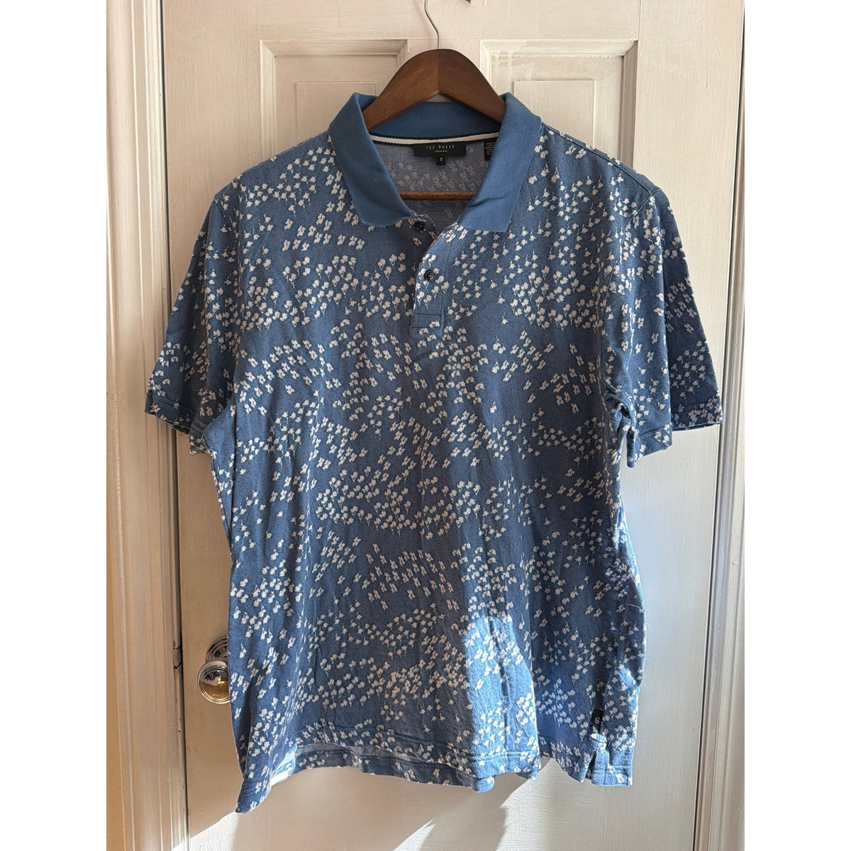 Ted Baker London Men's Floral Print Short Sleeve Polo Shirt - Size 5 (XL) 