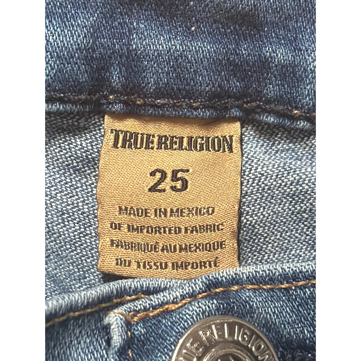 True Religion Size 25 Halle Mid Rise Super Skinny Blue Jeans