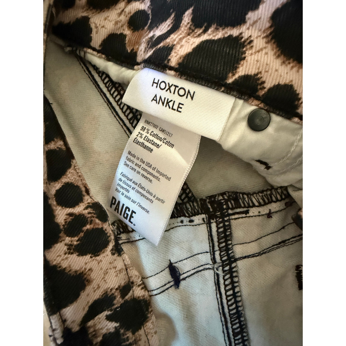 Paige Hoxton Ankle High Rise Pink Leopard Print Jeans Size 29 Raw Hem | NWT