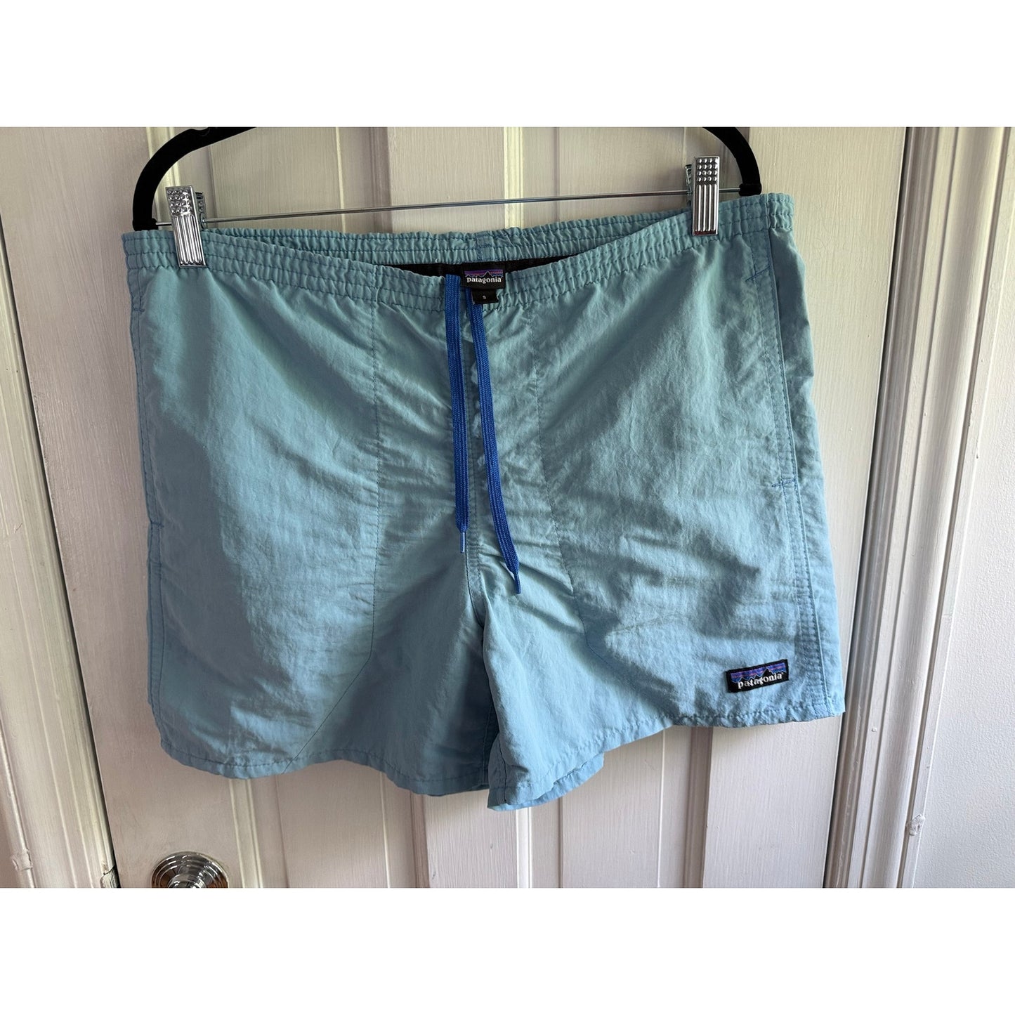 Patagonia Light Blue Baggies Swim Shorts Elastic Waist Small S